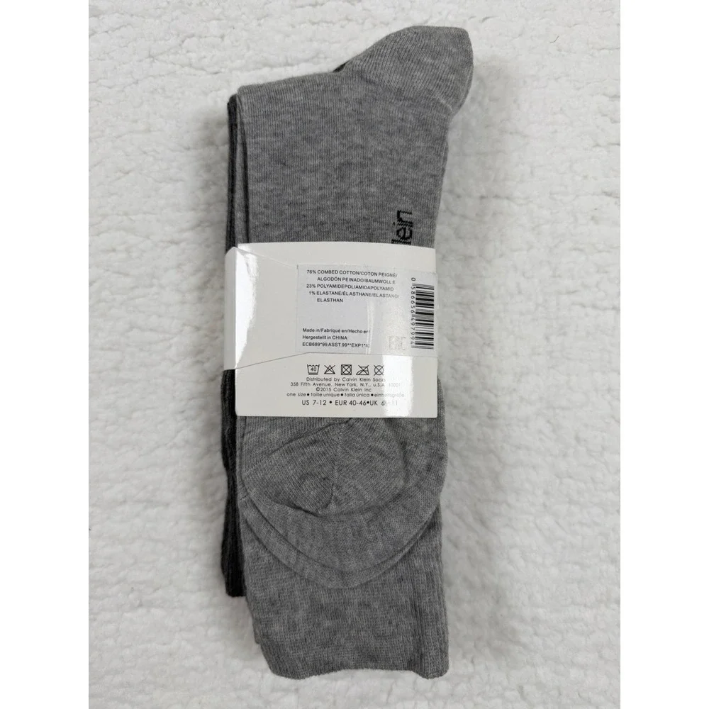 Calvin Klein Men's Crew Socks 3 Pack Gray Cushion Sole Cotton US 7-12 NEW